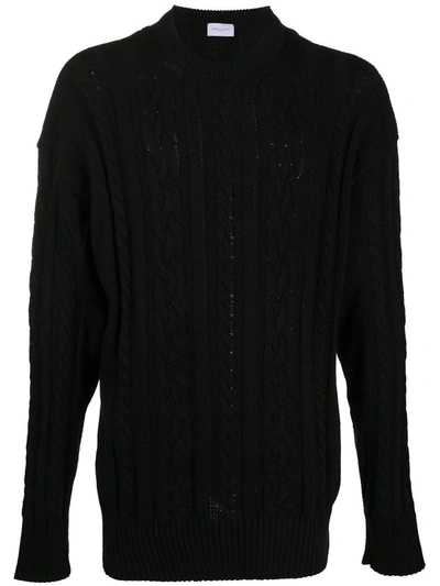 Family First Cable Knit Jumper In Black