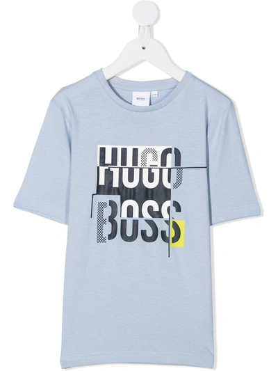 Hugo Boss Kids' Graphic Logo T-shirt In Blue