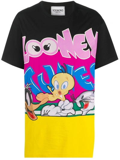 Iceberg Graphic Print Cotton T-shirt In Black