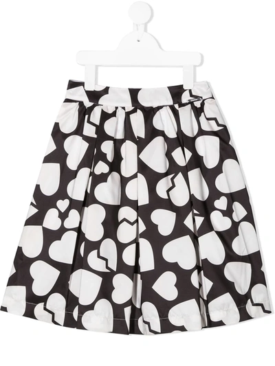 Msgm Teen Heart-print A-line Skirt In Unica