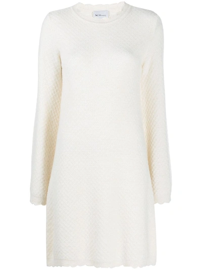 Blumarine Diamond-knit Mini Dress In White
