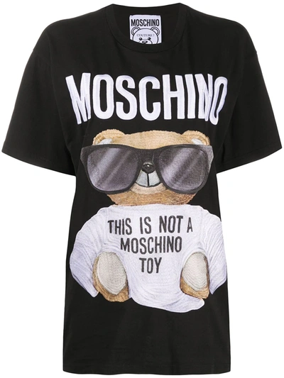 Moschino Sunglasses Teddy Print T-shirt In Black