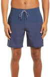 Rvca Current Stripe Water Repellent Board Shorts In Navy Marine
