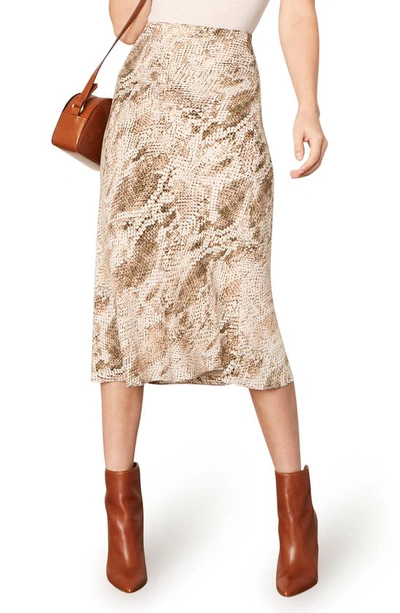 Cupcakes And Cashmere Linda Snake Print Skirt In Birch White