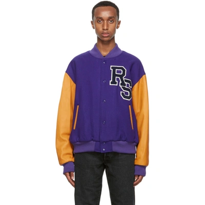 Raf Simons Rs Patch Wool College Bomber Jacket In 00045 Elcbl