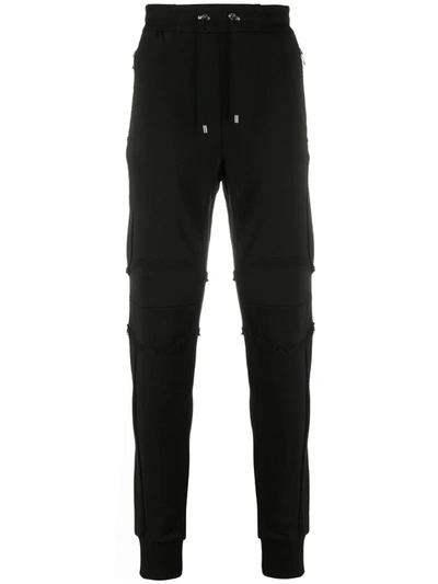 Balmain Zipped Slim-fit Cotton Trousers In Black