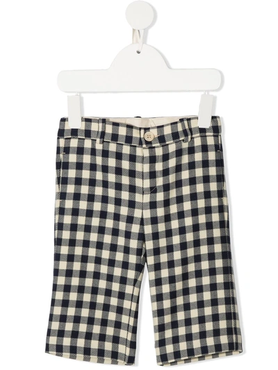 Gucci Babies' Gingham Straight Leg Trousers In Blue