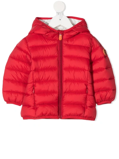 Save The Duck Babies' Hooded Puffer Jacket In Red