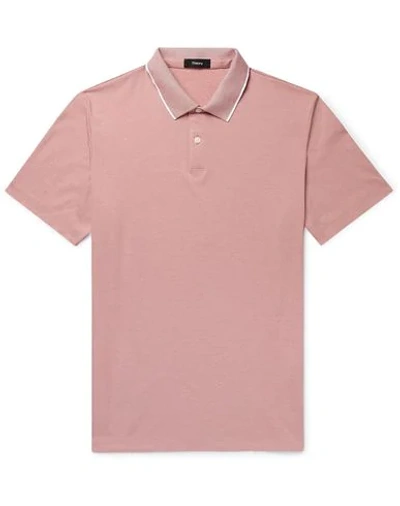 Theory Polo Shirt In Pastel Pink