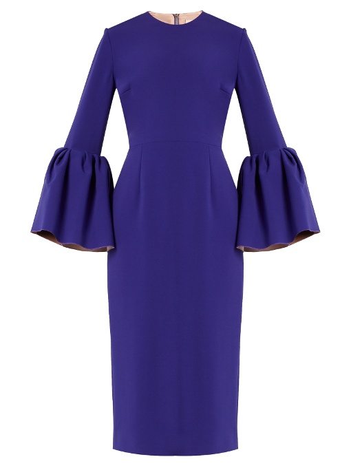 Roksanda Margot Bell-sleeved Crepe Dress In Blue | ModeSens