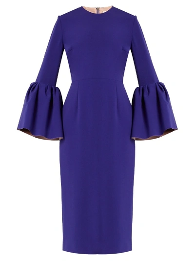 Roksanda Margot Bell-sleeved Crepe Dress In Blue | ModeSens