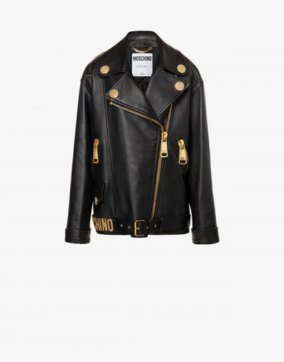 Moschino Macro Biker In Nappa Leather In Black