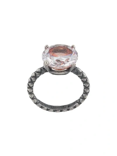 Bottega Veneta Crystal-embellished Braided Ring In Silver