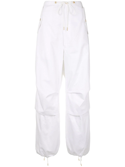 Dion Lee Drawstring-waist Wide-leg Trousers In White