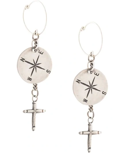 Werkstatt:münchen Cross Pendant Earrings In Silver