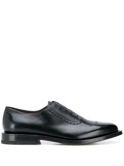 Ferragamo Almond-toe Derby Brogues In Black