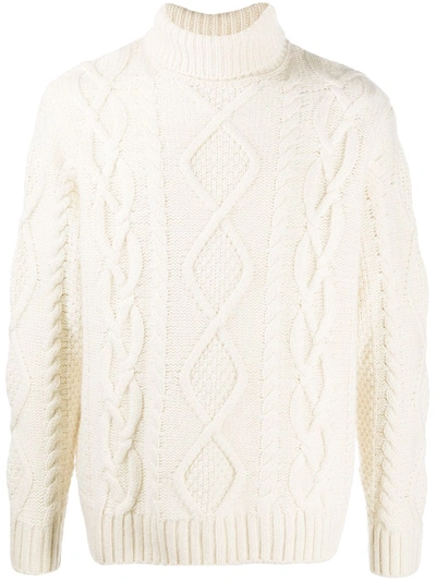 Nudie Jeans Cable-knit Jumper In White