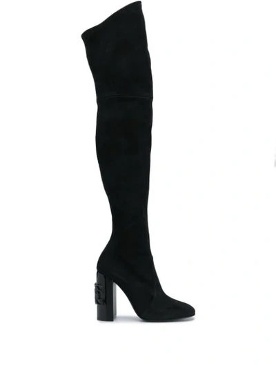 Casadei Thigh-length Heeled Boots In Black