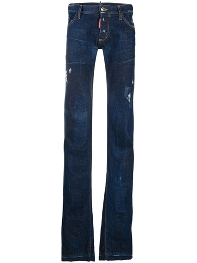 Dsquared2 Bootcut Distressed Jeans In Blue