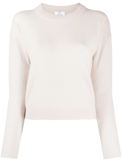 Allude Ribbed Round-neck Jumper In Neutrals