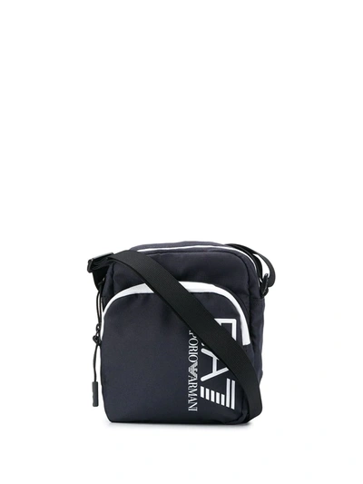 Ea7 Zipped Logo Messenger Bag In Black
