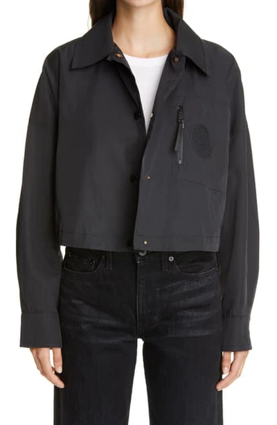 Fendi X Joshua Vides Ff Logo Patch Hooded Crop Jacket In Black