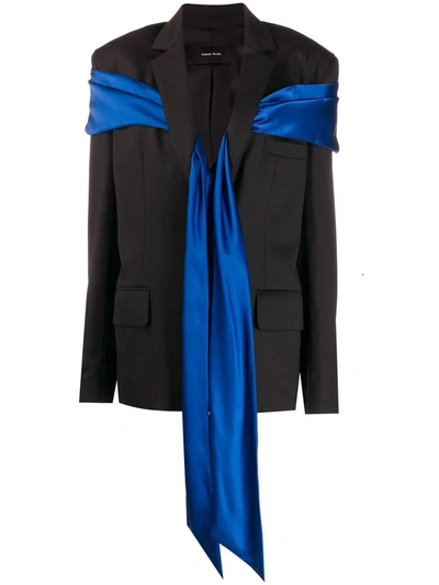 Simone Rocha Drape Detail Oversize Stretch Wool Jacket In Black