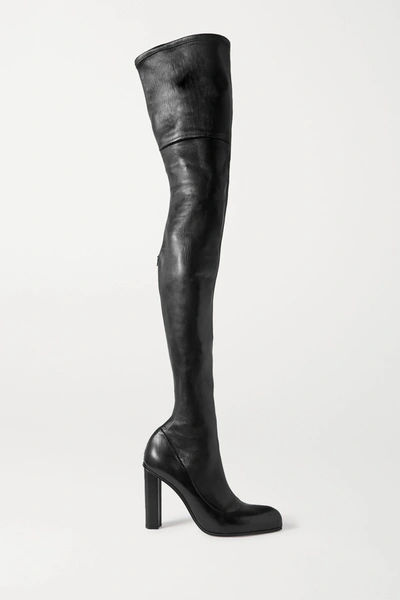 Alexander Mcqueen 100 Black Leather Thigh-high Boots