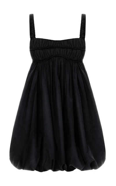 Anna October Kiki Ruffled Crepe Mini Dress In Black