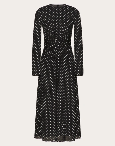 Valentino Printed Georgette Dress In Black/ivory