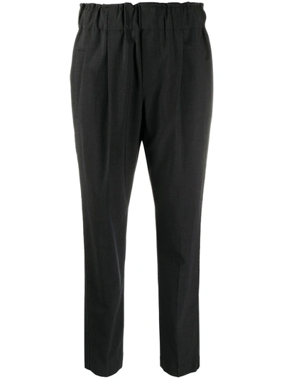 Brunello Cucinelli Cropped Elasticated-waist Trousers In Black