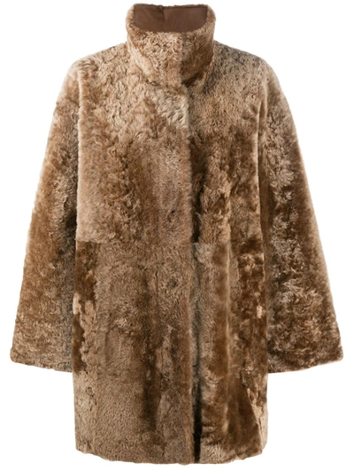Drome Shearling Coat In Brown