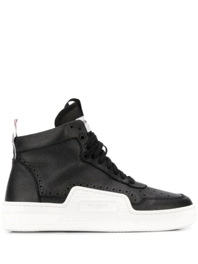 Thom Browne Pebbled Basketball Hi-top Sneakers In Black