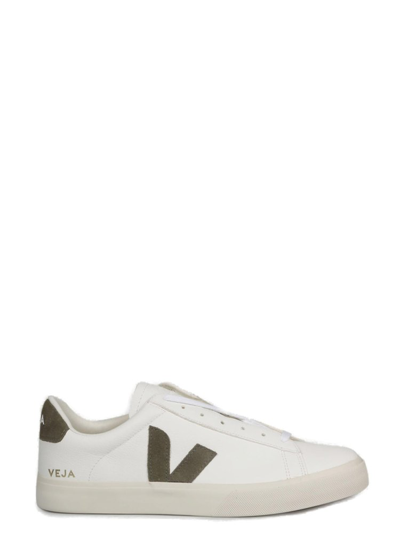 Veja White And Khaki Leather Campo Sneakers