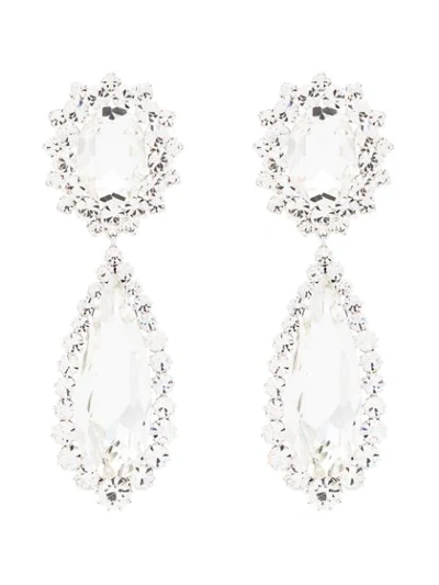 Alessandra Rich Silver-tone Crystal Drop Earrings In Metallic