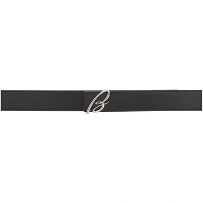 Brioni Reversible Black Script Logo Belt In 1028 Black/