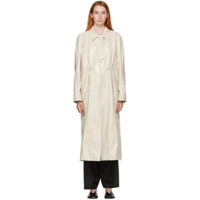 Kim Matin Off-white Placket Coat In Ivory