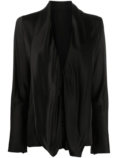 Haider Ackermann Long-sleeved Draped Neck Blouse In Black