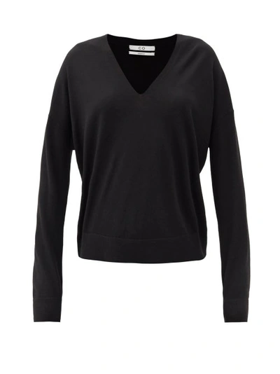Co V-neck Wool & Cashmere Sweater In Black