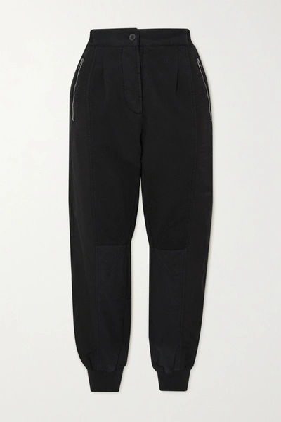 Haider Ackermann Cropped Cotton-jersey And Poplin Track Pants In Black