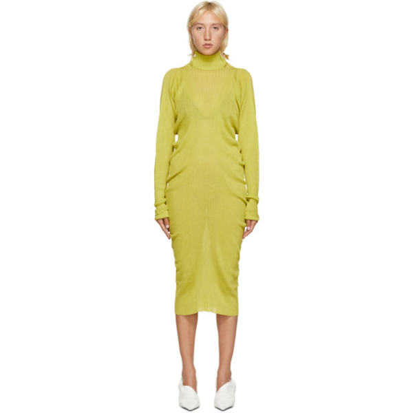 Bottega Veneta Green Rib Seamless Dress In 7602 Acid | ModeSens