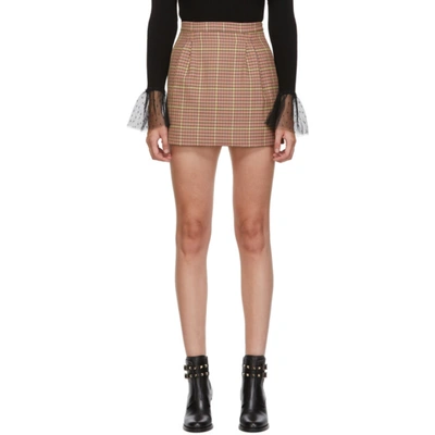 Red Valentino Brown & Pink Houndstooth Skirt In P45 Poudre