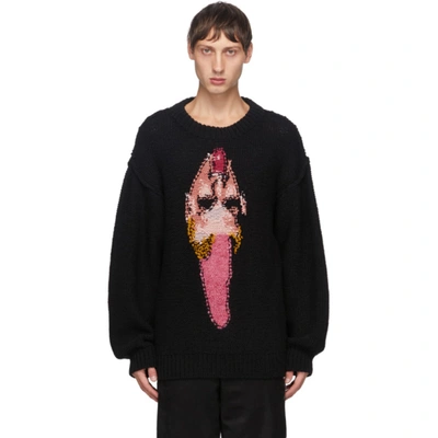 Doublet Hand Knit Punk Jacquard Jumper In Black