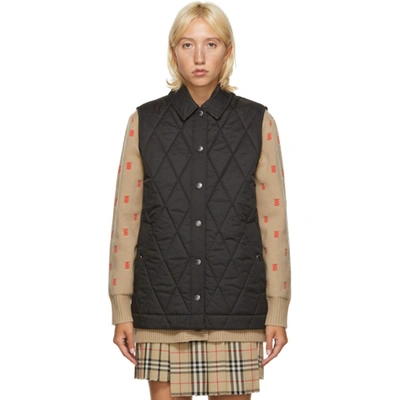 Burberry Quilted Vest W/check Lining In A1189 Black