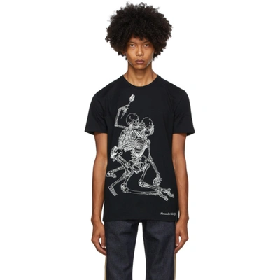 Alexander Mcqueen Lovers Skeleton-print Cotton T-shirt In Black