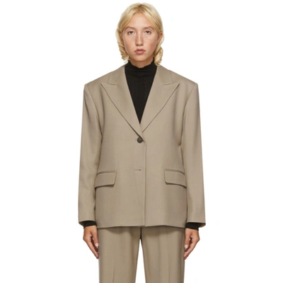 Arch The Beige Wool Boxy Blazer