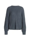 The Kooples Women's Mixed Cable Knit Blouson-sleeve Sweater In Gray