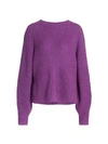 The Kooples Mixed Cable Knit Blouson-sleeve Sweater In Purple