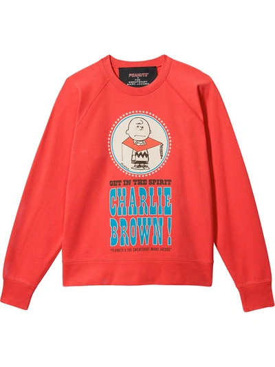 Marc Jacobs Red Peanuts Edition French Terry Sweatshirt In Washed Red