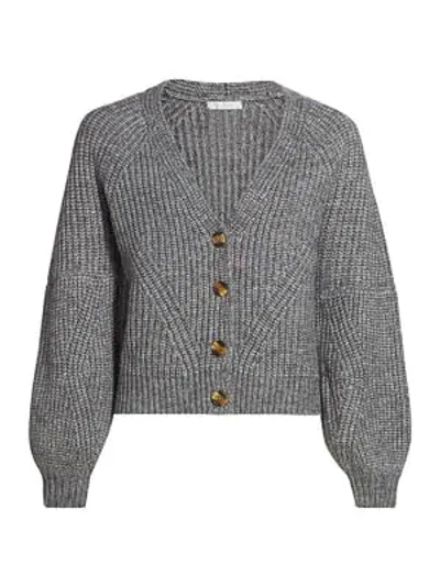Design History Knit Puff-sleeve Cardigan In Grey